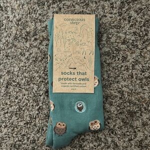 Owl Patterned Green Socks